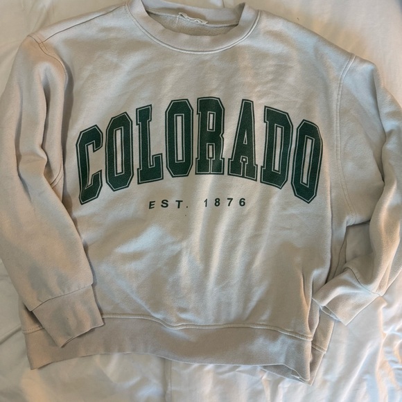 Altar'd State Cream and Green Colorado Sweatshirt - Picture 1 of 4